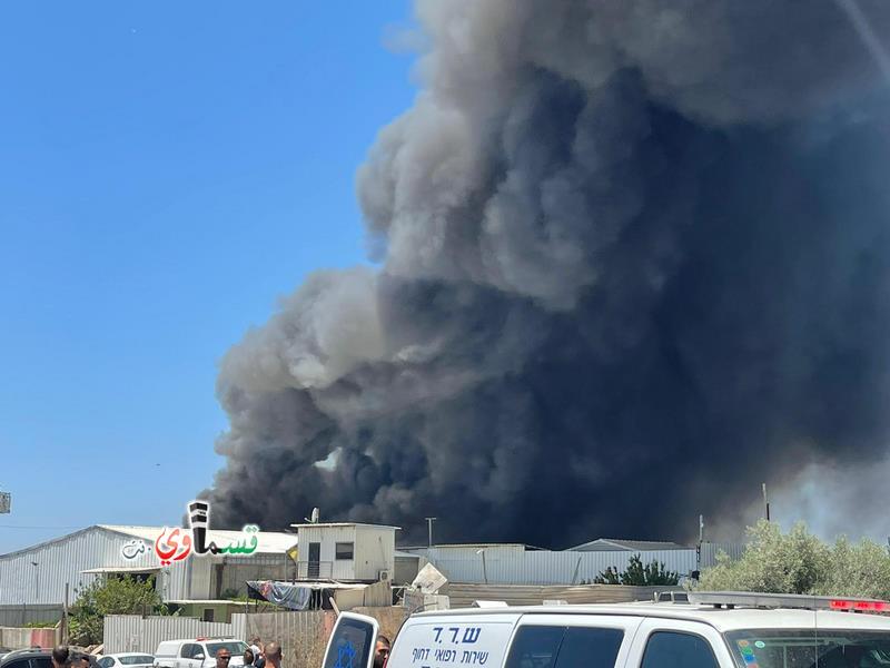 اندلاع حريق كبير بمخزن في كفرقاسم